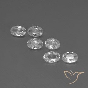 Lot de 6pc Zircons Blanc Ovale du Cambodge - Taille 6,1 x 4,1mm, poids total 3,75 ct / moyenne 0,63 ct chaque, couleur : Blanc, dureté de Mohs 6.5 à 7.5 convient aux bijoux de tous les jours, pierre de sagesse, Expose une grande brillance, Photo A