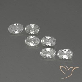 Lot de 6pc pièces de Zircons Blanc Ovale du Cambodge, taille 6,1 x 4,1mm, poids total 4,28 ct / moyenne 0,71 ct chaque, dureté de Mohs 6.5 à 7.5 convient aux bijoux de tous les jours, pierre de sagesse, Symbolise l'honneur et la sagesse, Photo A