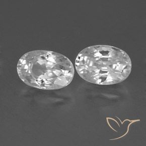 1.76 ctw White Zircon Stones, Natural Zircon in Oval Facet Shape for Sale