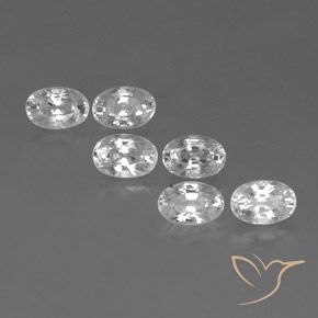 5.35 ctw White Zircon Stones, Natural Zircon in Oval Facet Shape for Sale