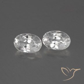 1.64 ctw White Zircon Stones, Natural Zircon in Oval Facet Shape for Sale