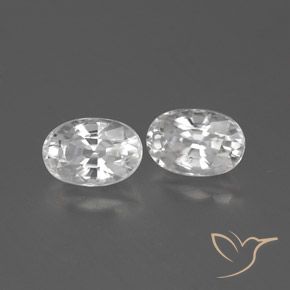 1.82 ctw White Zircon Stones, Natural Zircon in Oval Facet Shape for Sale