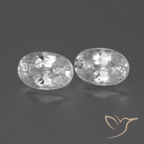 1.71 ctw White Zircon Stones, Natural Zircon in Oval Facet Shape for Sale