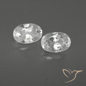 1.75 ctw White Zircon Stones, Natural Zircon in Oval Facet Shape for Sale