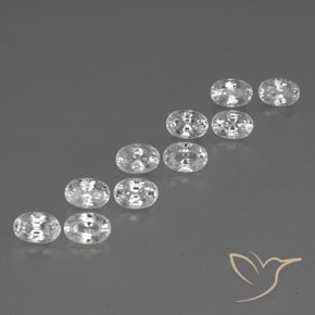 9.01 ctw White Zircon Stones, Natural Zircon in Oval Facet Shape for Sale