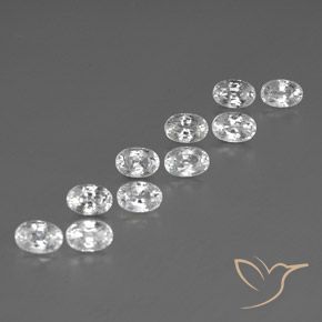 8.84 ctw White Zircon Stones, Natural Zircon in Oval Facet Shape for Sale