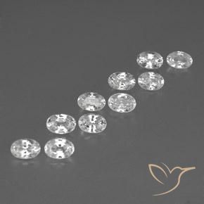 7.20 ctw White Zircon Stones, Natural Zircon in Oval Facet Shape for Sale