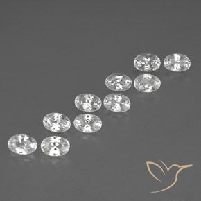 7.94 ctw White Zircon Stones, Natural Zircon in Oval Facet Shape for Sale