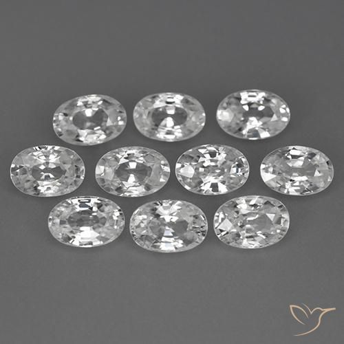7.54 ctw White Zircon Stones, Natural Zircon in Oval Facet Shape for Sale