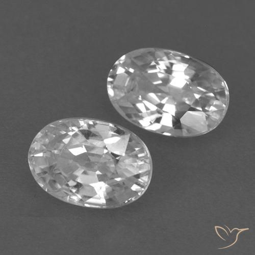 1.72 ctw White Zircon Stones, Natural Zircon in Oval Facet Shape for Sale