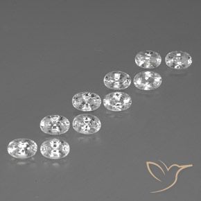 8.67 ctw White Zircon Stones, Natural Zircon in Oval Facet Shape for Sale