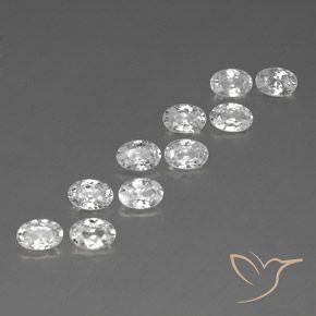 7.18 ctw White Zircon Stones, Natural Zircon in Oval Facet Shape for Sale