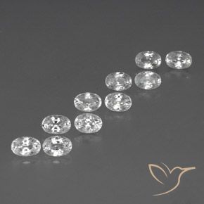 8.35 ctw White Zircon Stones, Natural Zircon in Oval Facet Shape for Sale