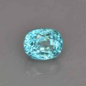 4.15 ct Blue Zircon Stone, Natural Zircon in Oval Facet Shape for Sale