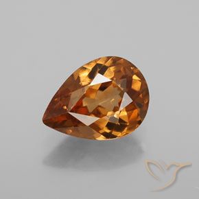 1.40ct Natural Medium-Dark Orange Zircon, Pear Shape, VVS