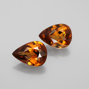 3.21 ctw Orange Zircon Gemstones, Zircon Gems in Pear Facet Shape for Sale.