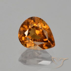 1.79ct Natural Medium-Dark Orange Zircon, Pear Shape, VVS-VS