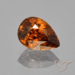 1.87ct Natural Deep Brownish Orange Zircon, Pear Shape, VVS