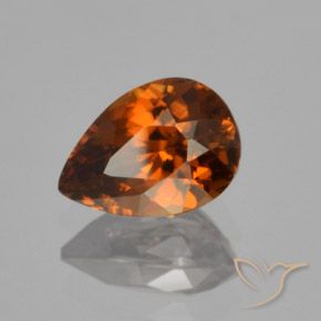 1.87 ct Orange Zircon Stone, Natural Zircon in Pear Facet Shape for Sale