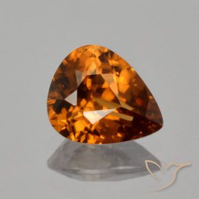 1.98ct Natural Medium-Dark Orange Zircon, Pear Shape, VVS-VS