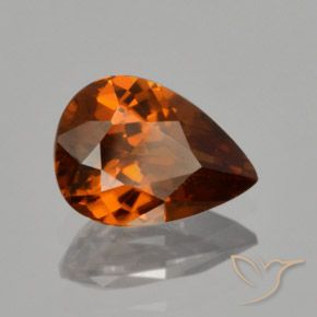 1.73 ct Orange Zircon Stone, Natural Zircon in Pear Facet Shape for Sale