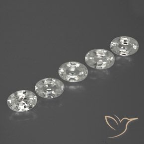 Lot de 5pc Zircons Blanc oval facet du Cambodge - Poids total 3,01 ct / moyenne 0,6 ct chaque, taille 5,9 x 4mm, couleur : Blanc, dureté de Mohs 6.5 à 7.5 convient aux bijoux de tous les jours, pierre de sagesse, Symbolise l'honneur et la sagesse, Photo A