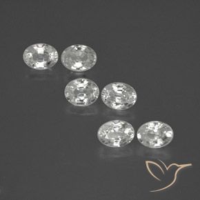 6.68 ctw White Zircon Stones, Natural Zircon in Oval Facet Shape for Sale