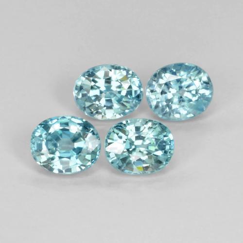 4pc 2.6 ct Oval Blue Zircon Gemstones for Sale, 5 x 4.1 mm | GemSelect