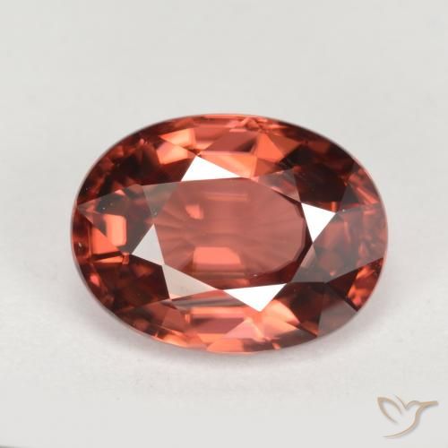 Circón rojo de 3,59 quilates, corte ovalado de 9,7 x 7,3 mm de Tanzania, Photo A