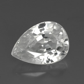 12.35 ct White Zircon Gemstone, Zircon Gem in Pear Facet Shape for Sale.