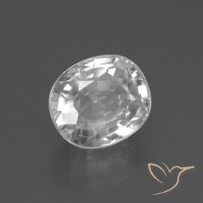 2.76 ct White Zircon Stone, Natural Zircon in Oval Facet Shape for Sale