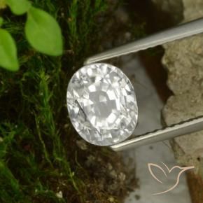 3.16 ct White Zircon Stone, Natural Zircon in Oval Facet Shape for Sale