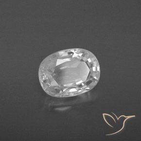 3.35 ct White Zircon Stone, Natural Zircon in Oval Facet Shape for Sale