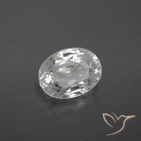 3.21 ct White Zircon Stone, Natural Zircon in Oval Facet Shape for Sale