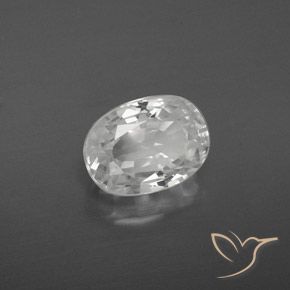 3.27 ct White Zircon Stone, Natural Zircon in Oval Facet Shape for Sale