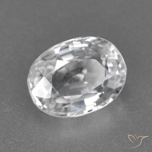 3.06 ct White Zircon Stone, Natural Zircon in Oval Facet Shape for Sale