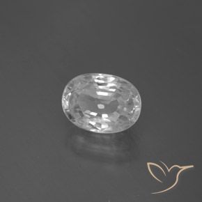 3.17 ct White Zircon Stone, Natural Zircon in Oval Facet Shape for Sale