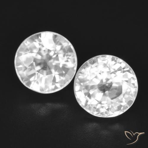 Zircon blanc de 4,31 ct, coupe ronde de 6,6 mm du Cambodge, Photo A