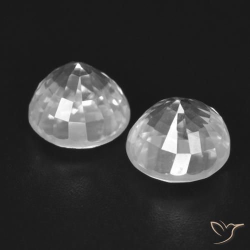 Zircon Gemstones in 6.5 mm (calibrated) Size for Sale, Zircon Stones in White Color