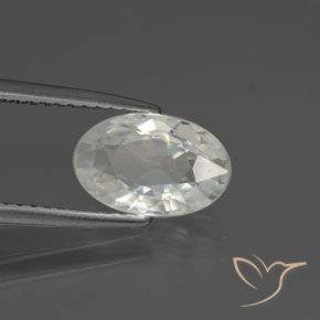 2.36 ct White Zircon Stone, Natural Zircon in Oval Facet Shape for Sale