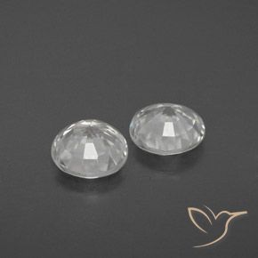 Zircon Gemstones in 6.5 mm (calibrated) Size for Sale, Zircon Stones in Clear White Color