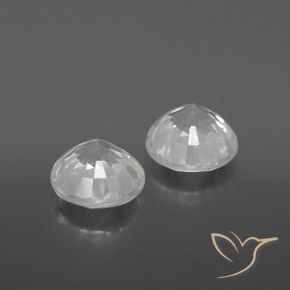 Zircon Gemstones in 6.5 mm (calibrated) Size for Sale, Zircon Stones in Warm White Color