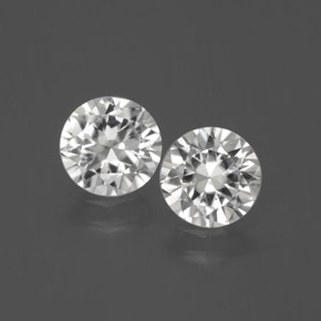 2.56 ctw White Zircon Gemstones, Zircon Gems in Diamond-Cut Shape for Sale.
