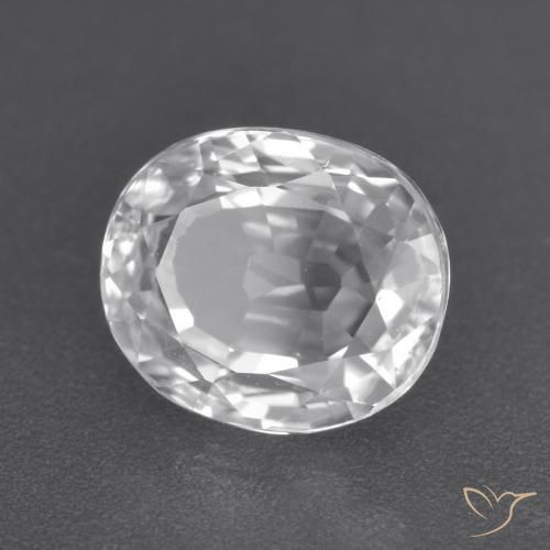 3.01 ct White Zircon Stone, Natural Zircon in Oval Facet Shape for Sale