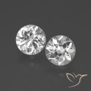 3.35 ct White Zircon, 6.8 mm Diamond Cut From Cambodia, Photo A