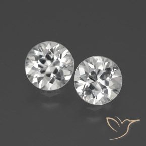 3.4 ct White Zircon, 6.9 mm Diamond Cut From Cambodia, Photo A