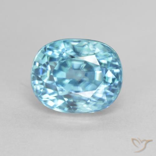 Deep Aqua Blue Zircone Gem - 4.2ct Ovale sfaccettato (ID: 398408)