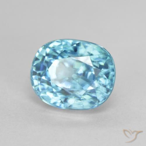 4.15 ct Blue Zircon Stone, Natural Zircon in Oval Facet Shape for Sale
