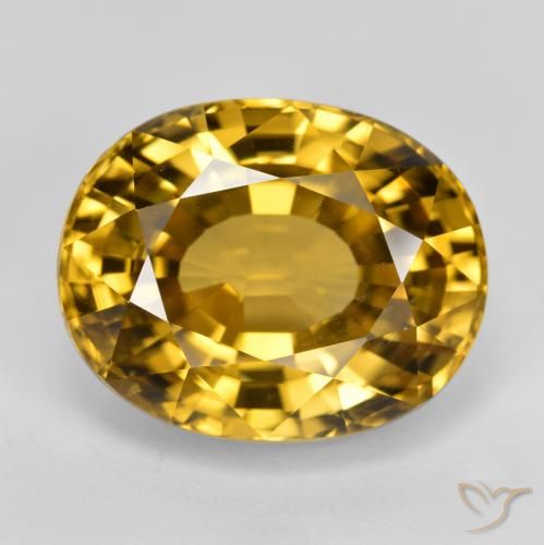 22.8 قيراط زركون أصفر ، <cite dir="ltr" lang="en">16.9 x 13.4</cite> ملم قطع بيضاوي من كمبوديا, Photo A