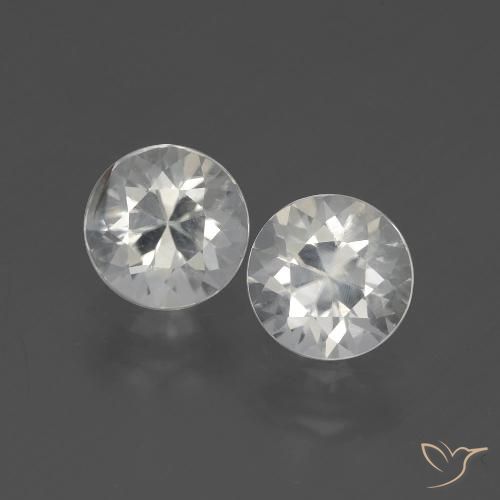 Par de Circón Circular a juego de 7mm - Peso 3,82 ct en total / promedio. 1,91 ct cada uno, color Blanco cálido en claridad vs-si, piedra preciosa natural , dureza de Mohs 6.5 - 7.5 Adecuado para joyas de uso diario, Exhibe gran brillo, Photo A